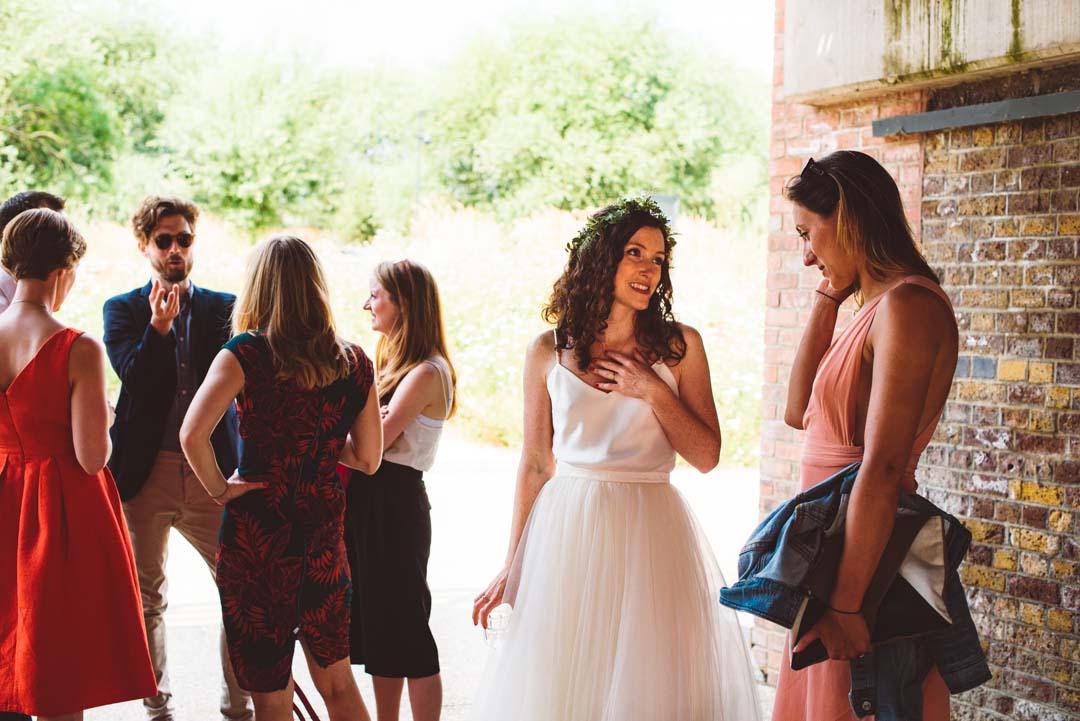 bride with wedding guests