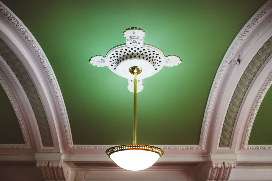 Islington Town Hall green ceiling detail