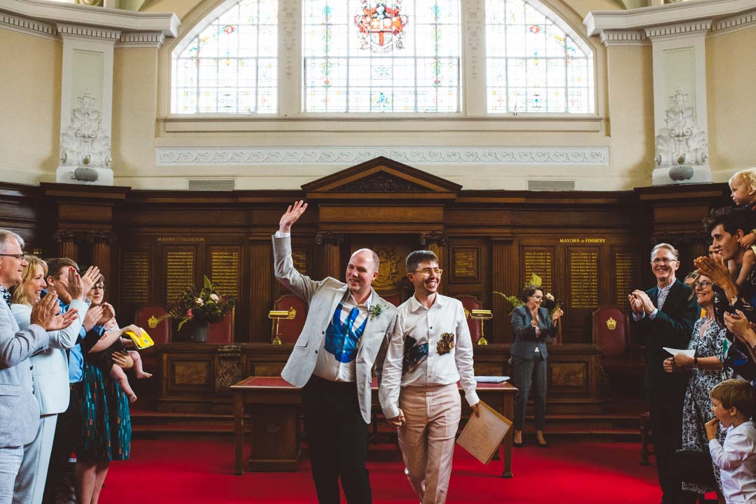 Islington Town Hall civil partnership ceremony in Council Chamber
