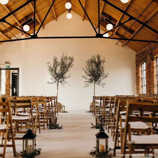 North London Wedding Venues Loft Studios ceremony setting