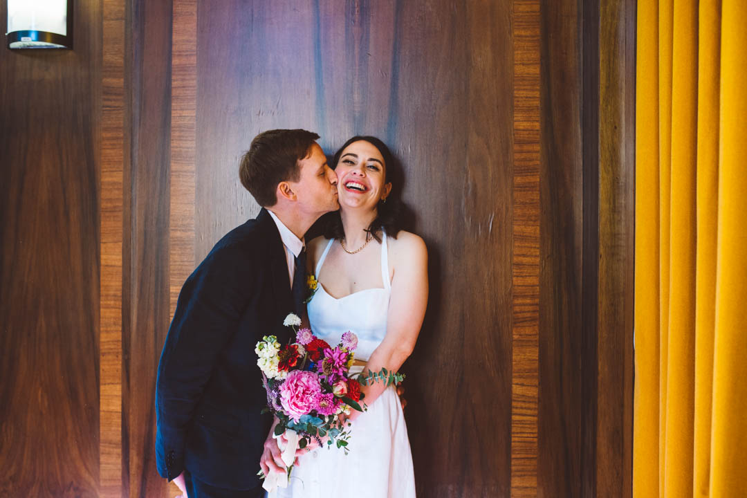 North London Wedding Venues Stoke Newington Town Hall Council Chamber couple portrait