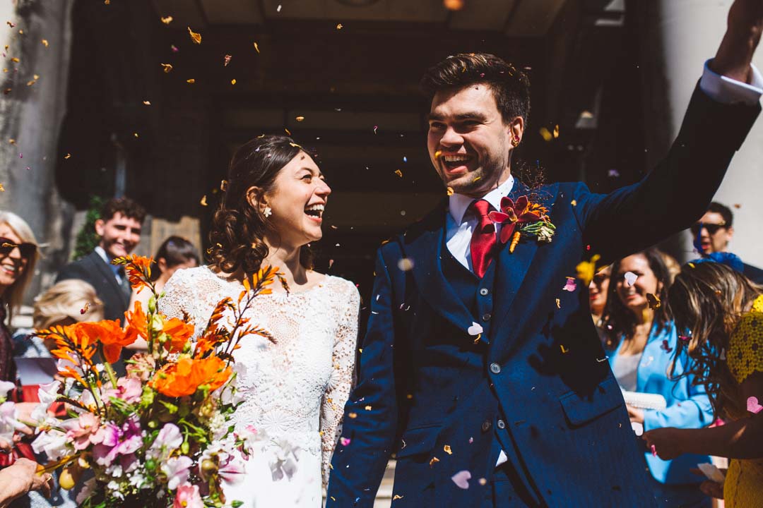 North London Wedding Venues Stoke Newington Town Hall confetti shot