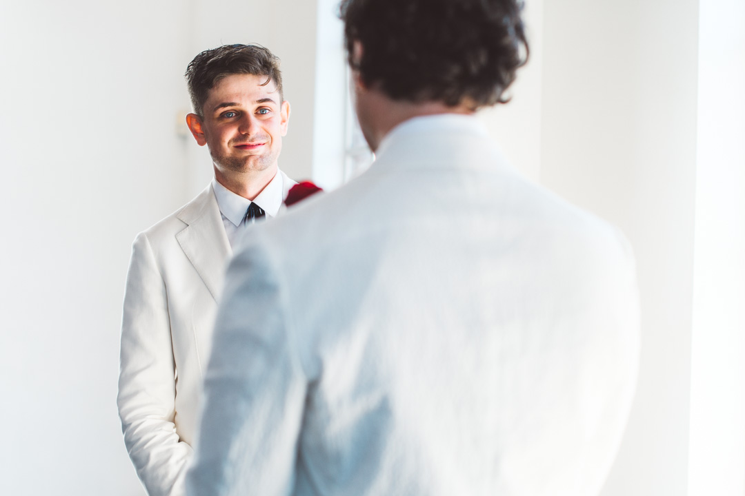 West Reservoir Centre wedding groom listening to husband's speech
