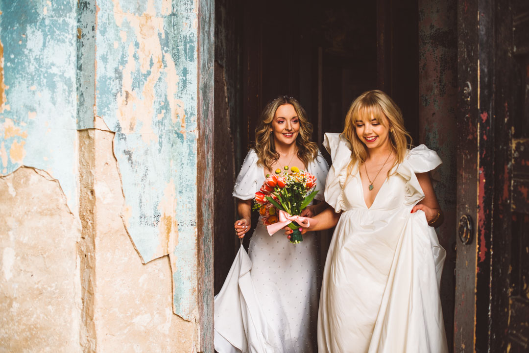 Asylum Chapel lesbian wedding natural couple shot