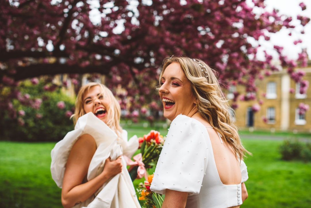 Asylum Chapel wedding brides laughing