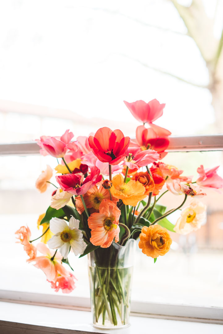 bouquet on window sill