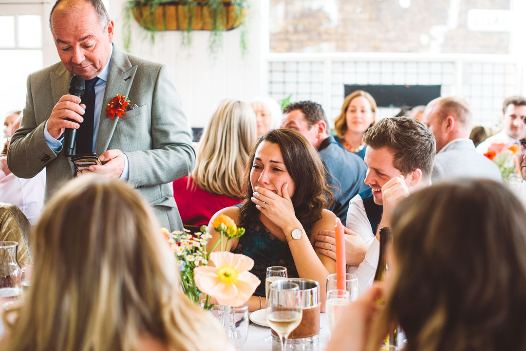 Jolly Gardeners wedding emotional guest during speech