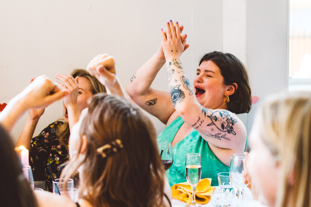 guests clapping during speech