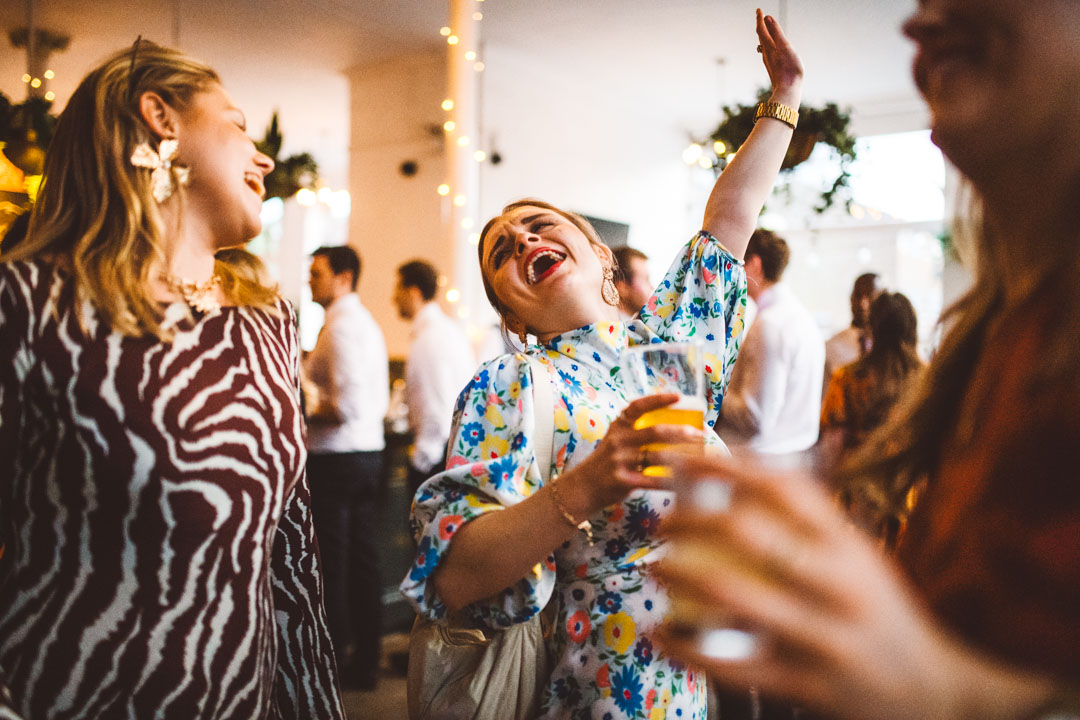 friends dancing at Jolly Gardeners wedding