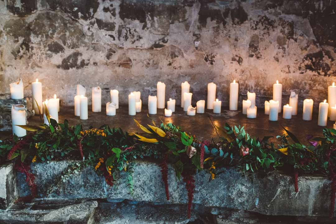Asylum Chapel Wedding - flowers and candles