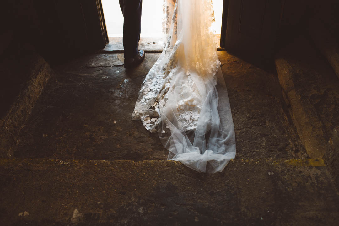Asylum Chapel Wedding - bride's gown detail