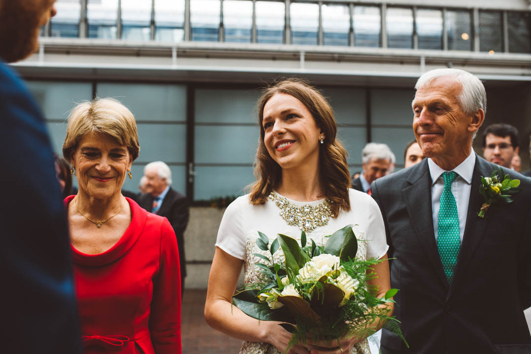 bride with parents