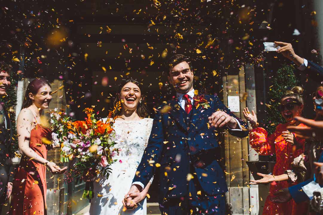 Stoke Newington Town Hall wedding confetti shot