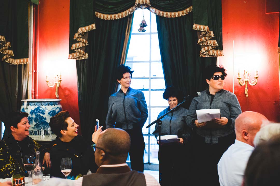 fun wedding speech dressed up guests