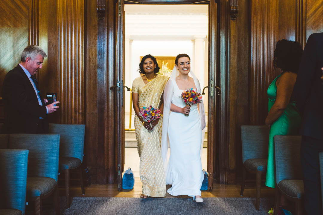 Old Marylebone Town Hall wedding brides walking in