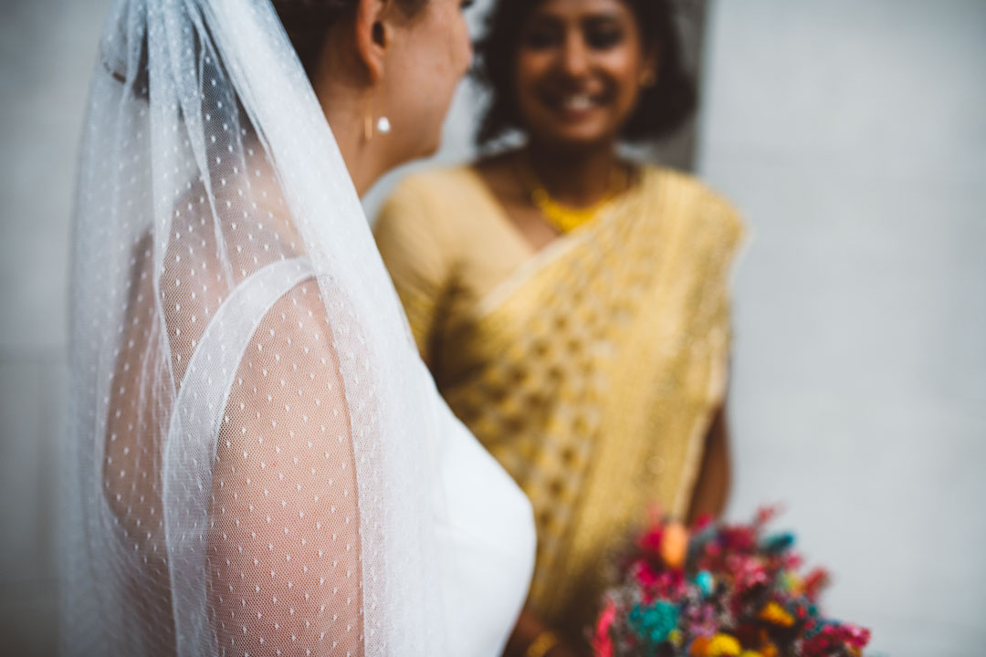detail of bride's veil