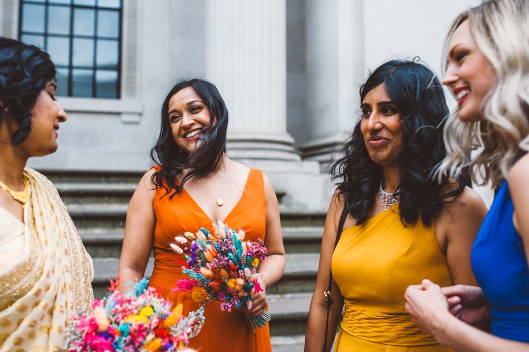 bride with bridesmaids