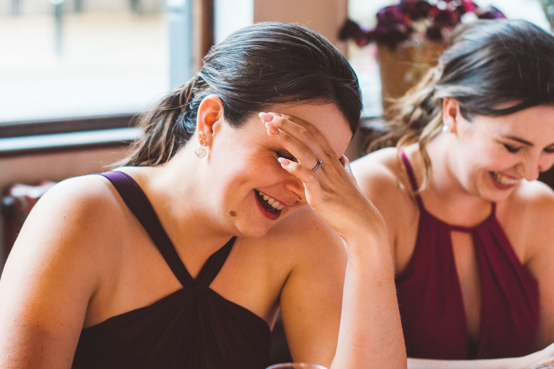 bridesmaids laughing