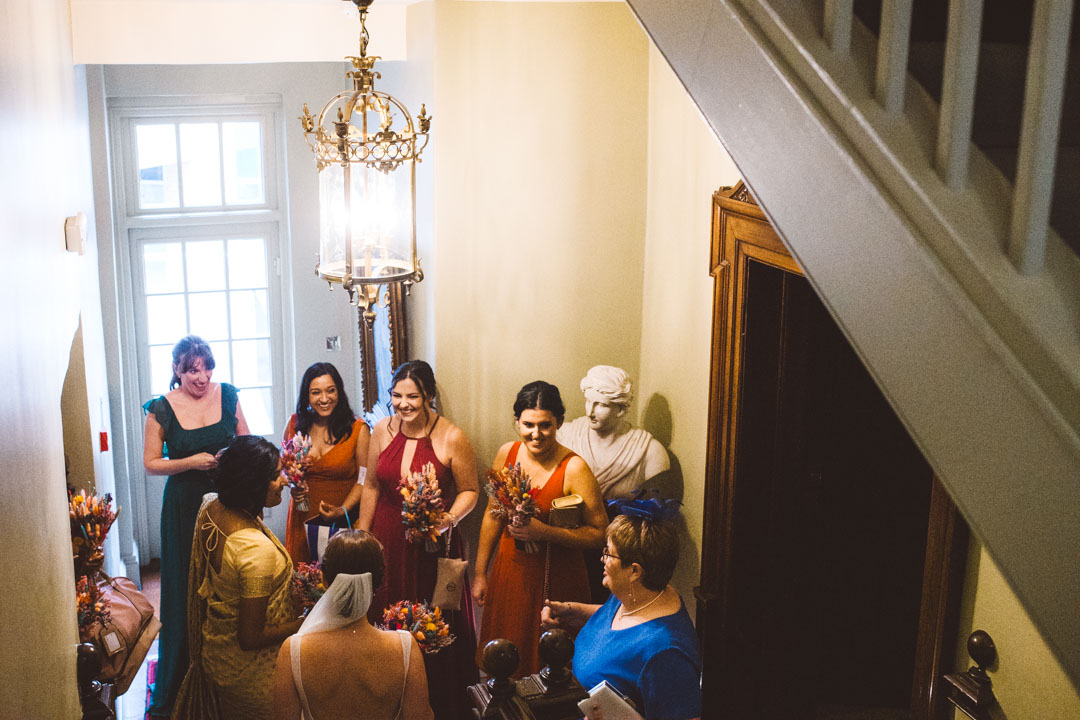 bridal party ready to leave