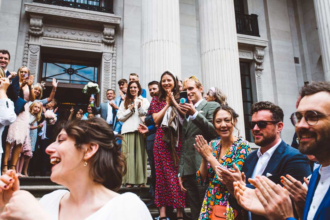 guests on steps