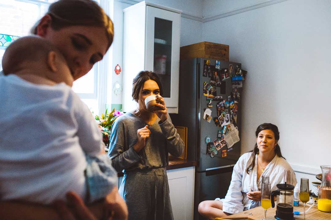 breakfast in the kitchen before getting married