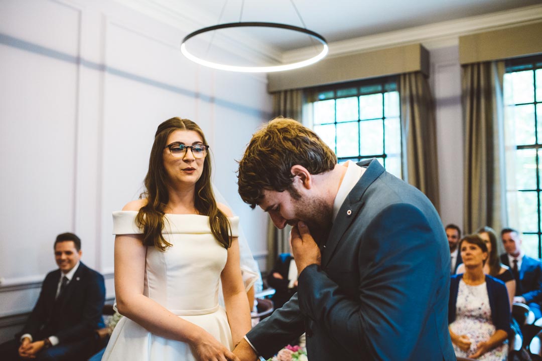 Intimate Wedding London Old Marylebone Town Hall vows