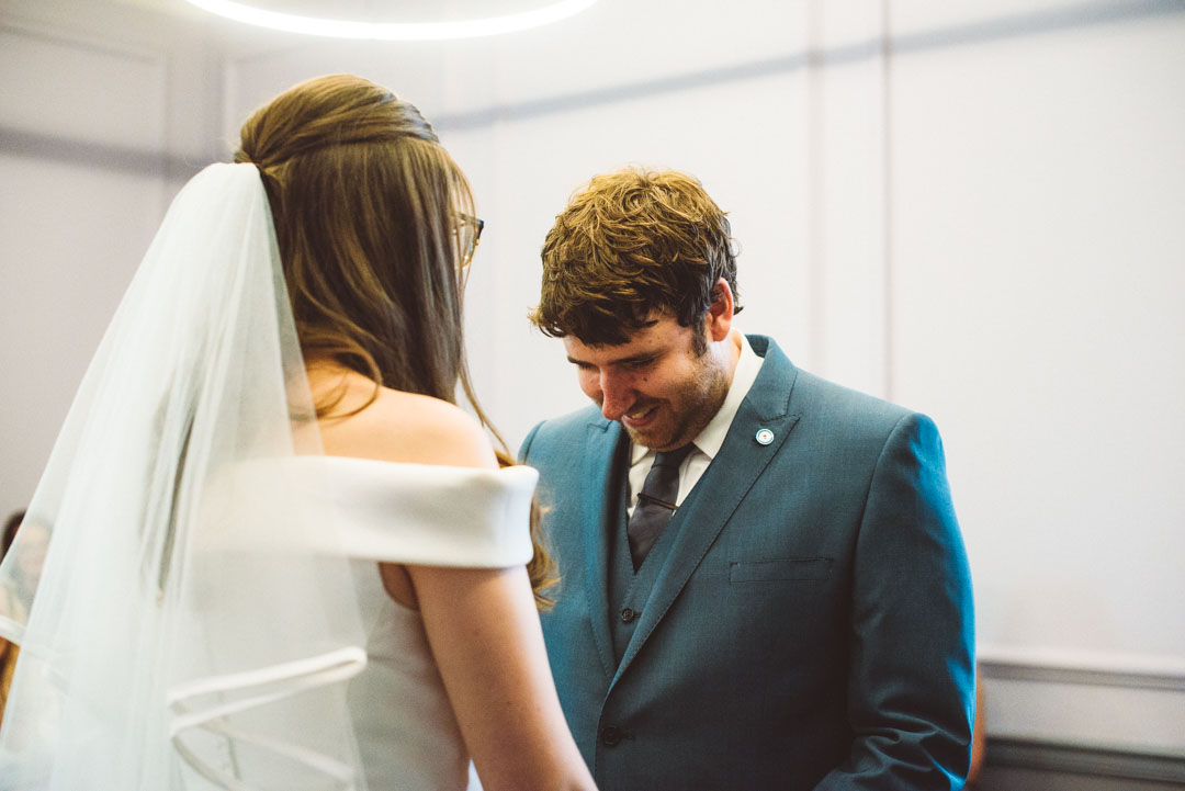Intimate Wedding London Old Marylebone Town Hall nervous groom