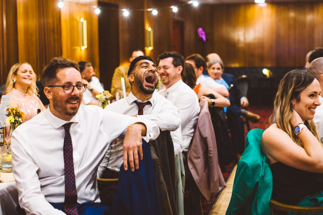fun wedding photos guests' reaction to speech