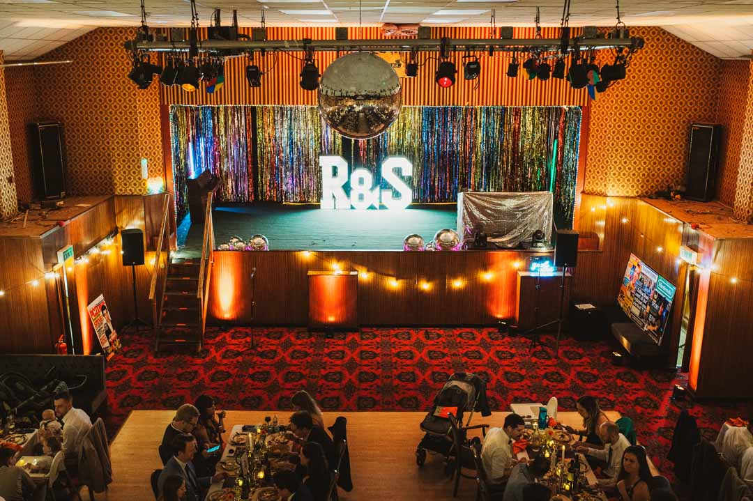 Mildmay Club vintage wedding venue North London stage