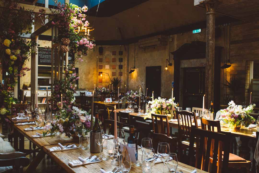 Bull and Gate wedding reception. The Florist Editor.