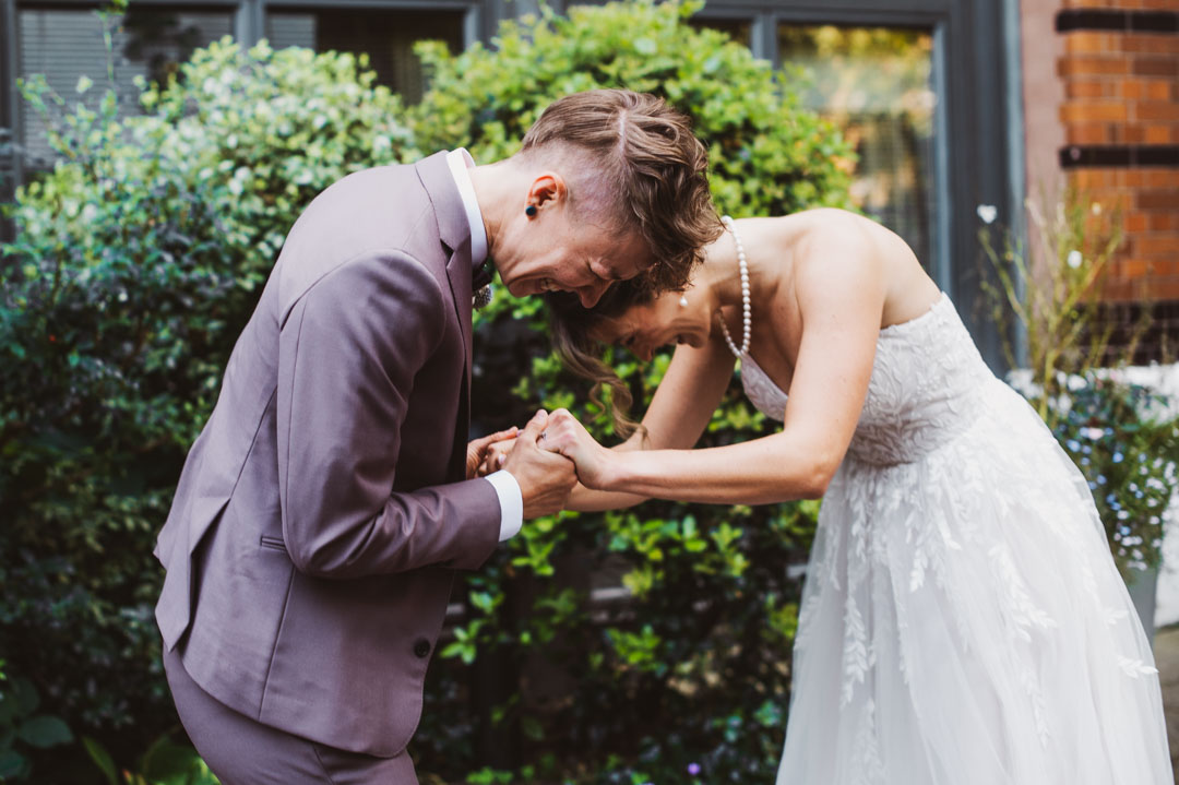 same-sex couple first look photo