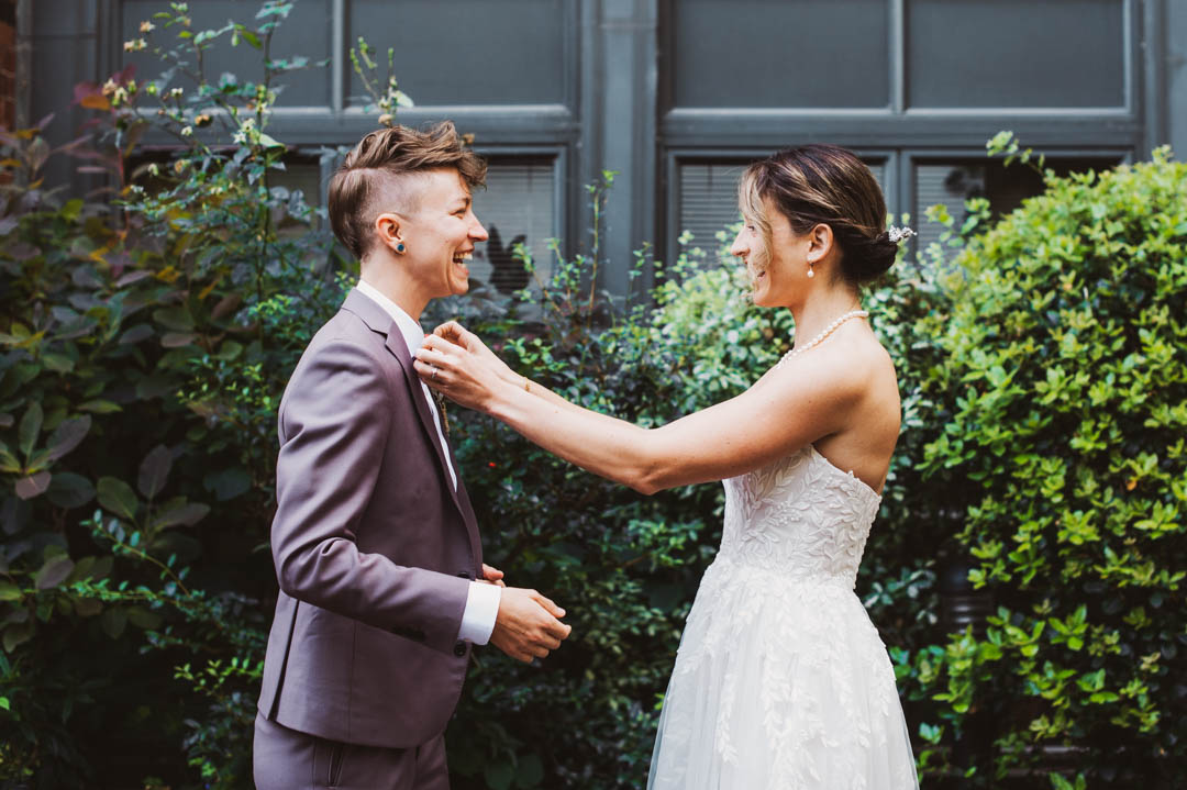 lesbian couple first look photo