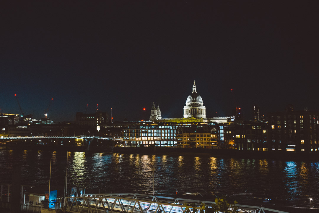 Thames view at night St Paul's