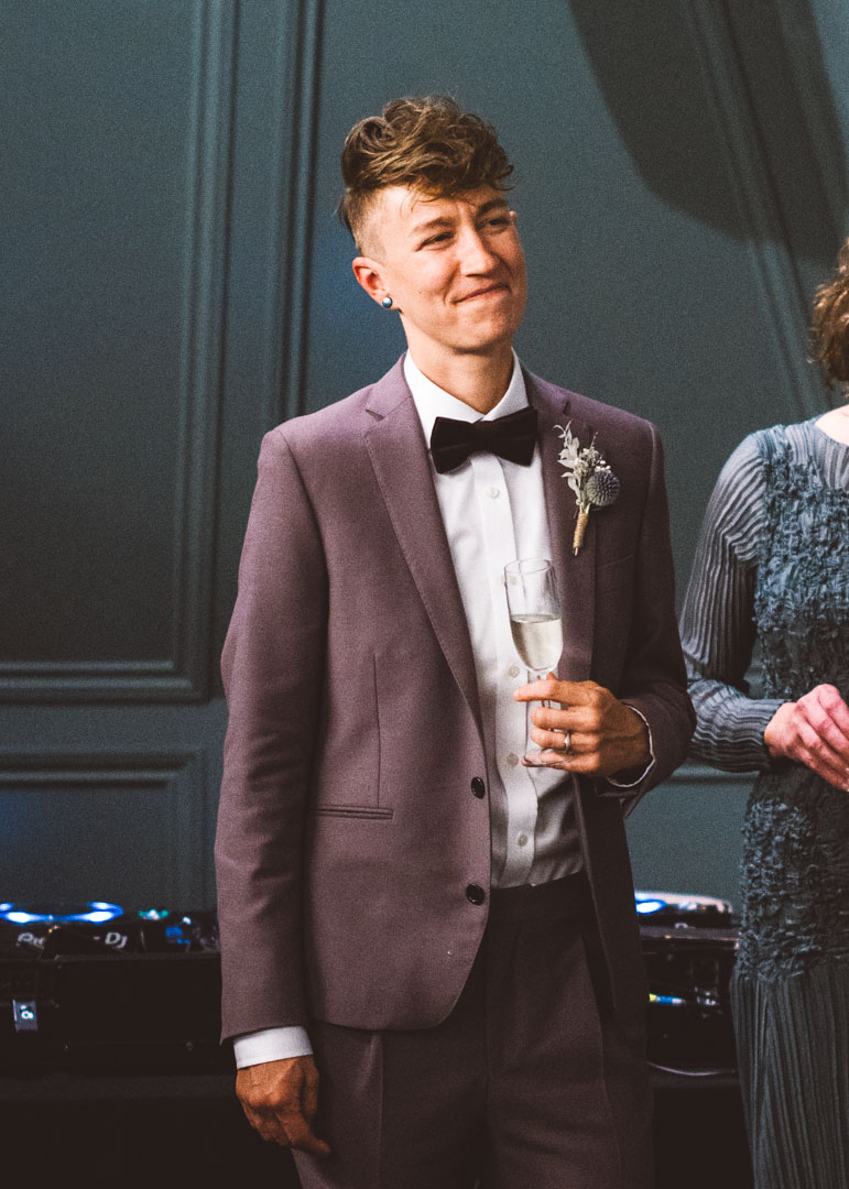 bride's reaction to wedding speech