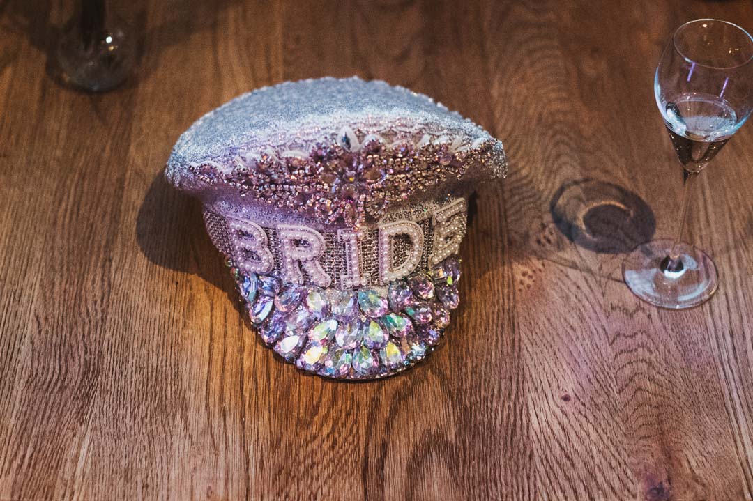 bride sparkle hat