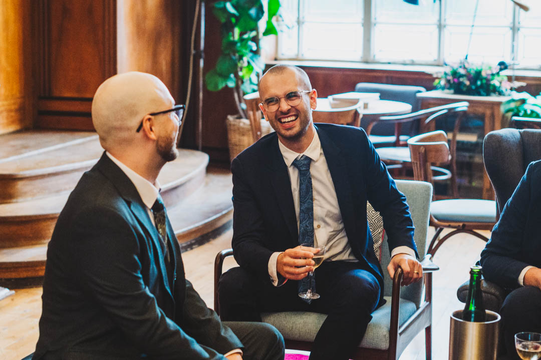 groomsmen laughing