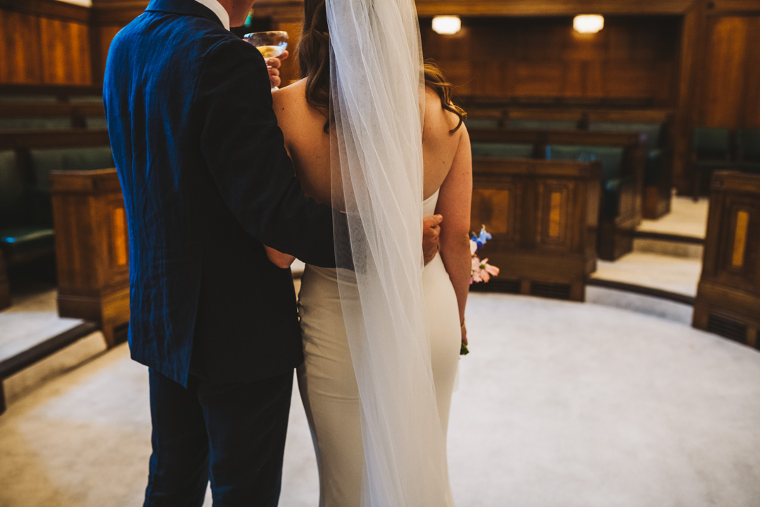 Town Hall Hotel Wedding couple photo in Council Chamber