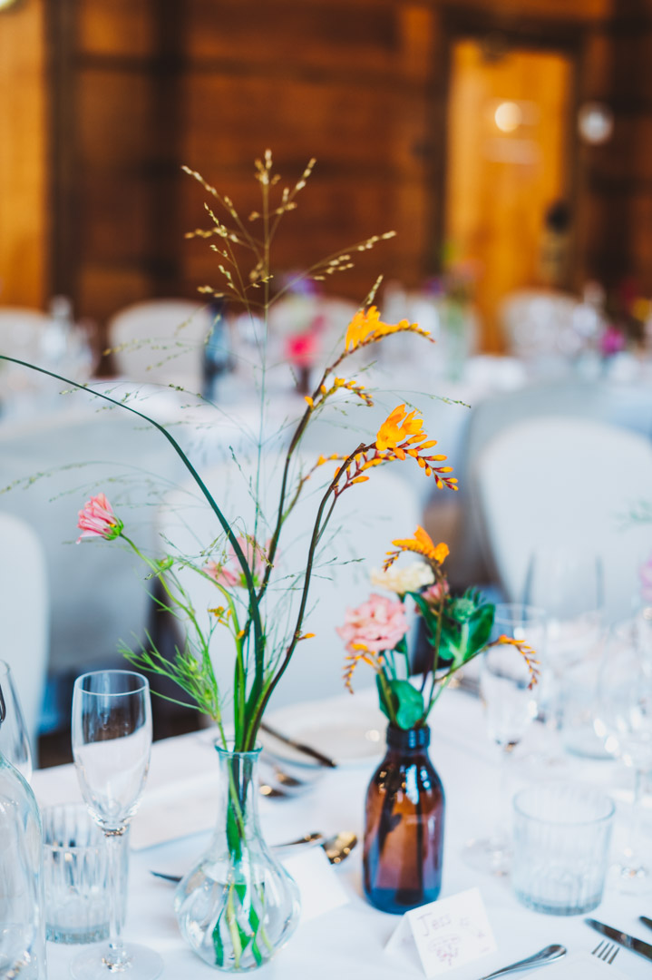 Town Hall Hotel wedding reception flowers by Borrowed Light