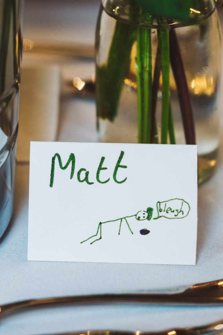 fun wedding photos funny hand-drawn name card