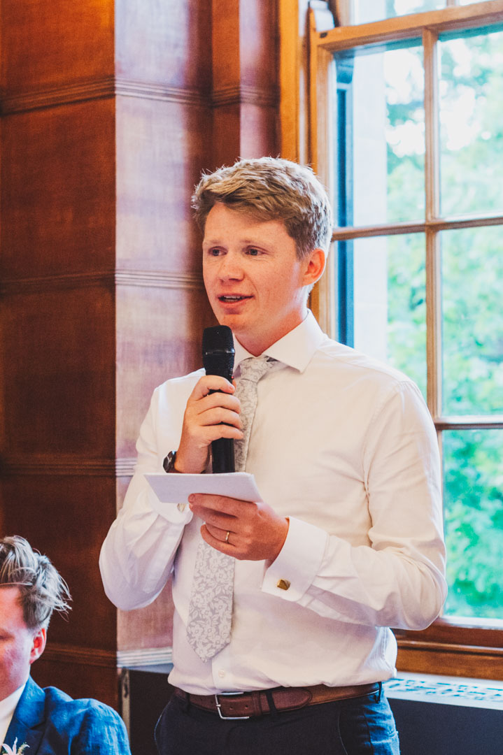 groom making emotional speech