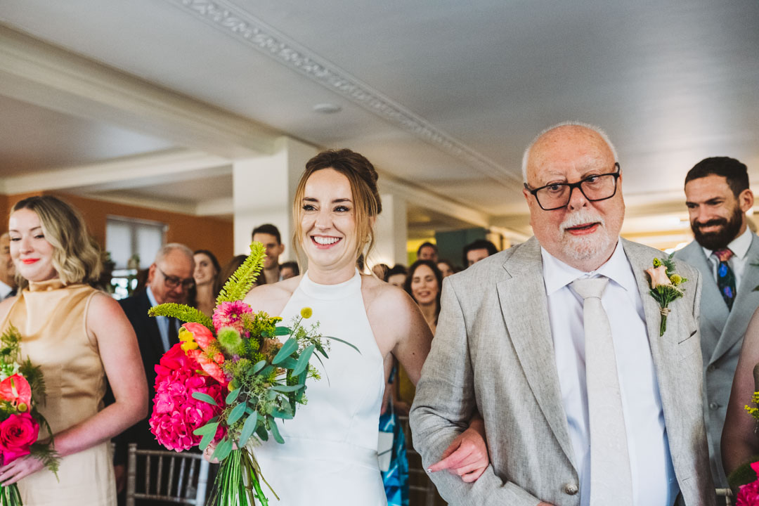 Waltham Forest Town Hall wedding bride walking down aisle