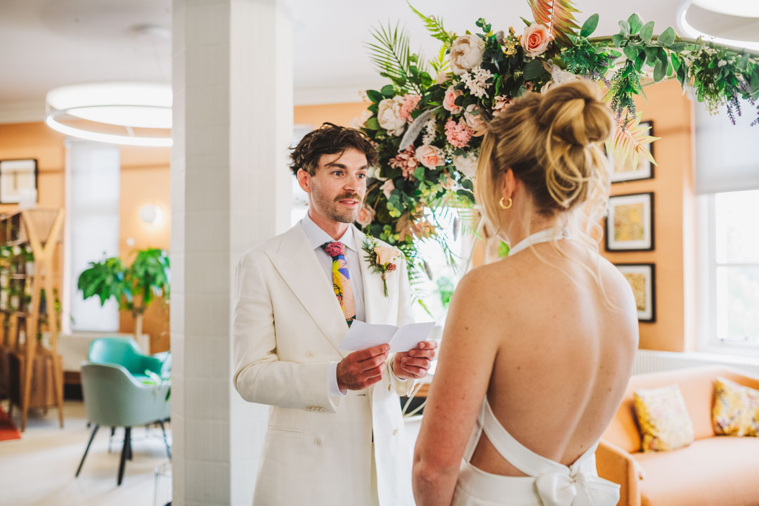 Waltham Forest Town Hall wedding groom reading personal vows