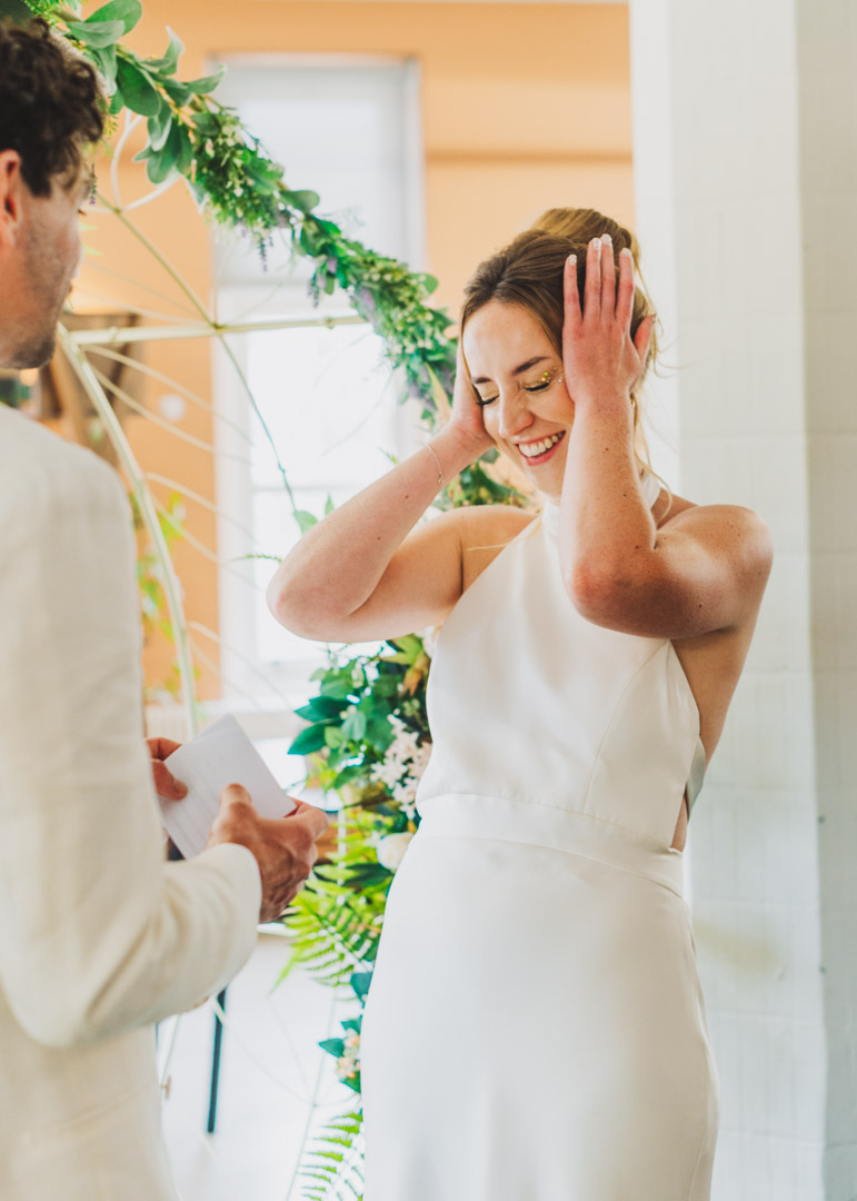 Waltham Forest Town Hall wedding bride's reaction to groom's personal vows