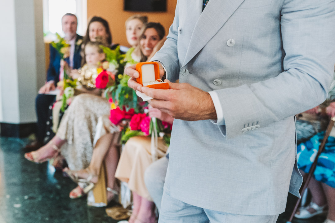 Waltham Forest Town Hall wedding bestman holding rings