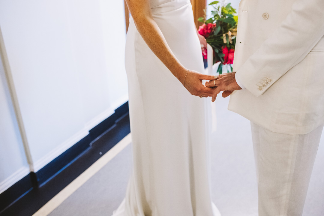 Waltham Forest Town Hall wedding couple holding hands