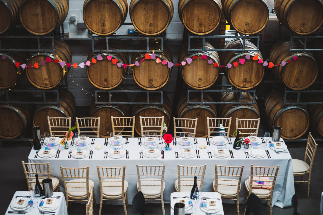 Renegade Urban Winery wedding tables