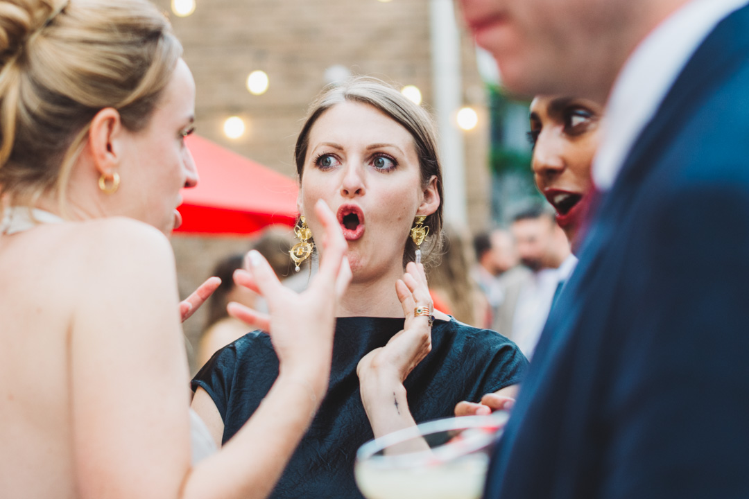 bride and guests chatting