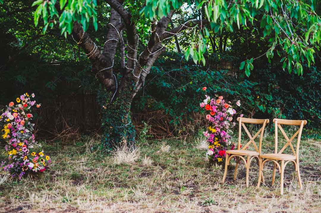Woodberry Wetlands outdoor wedding setup Little Natures flowers