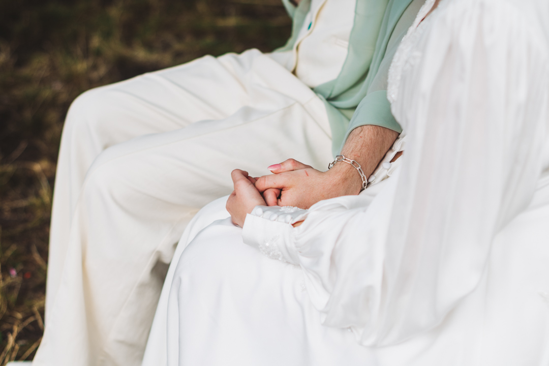 Woodberry Wetlands wedding close-up couple holding hands
