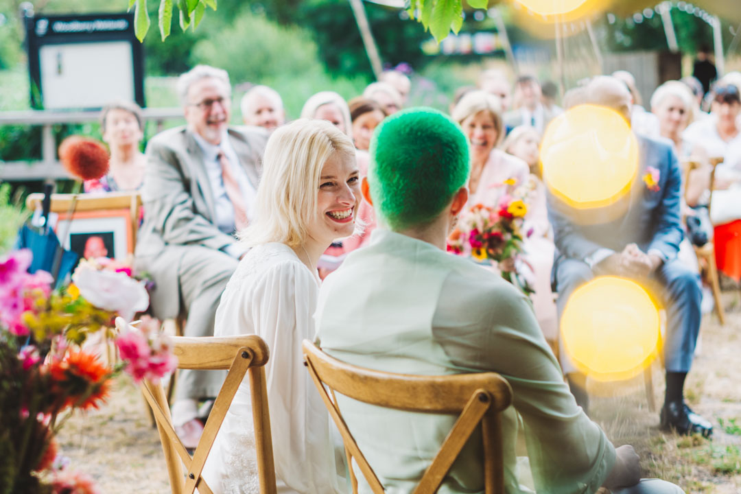 bride smiling at partner